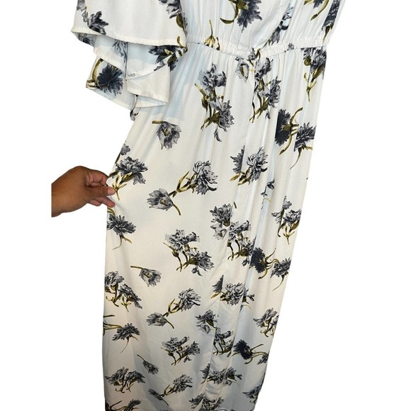 Women’s Anama White With Floral Print Maxi Dress With Bells Sleeves - Picture 10 of 12